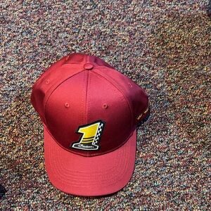 Men's Crimson Baseball Cap with Number 1 Patch